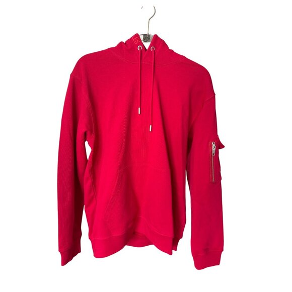 The Kooples Mens Red Hoodie‎ Kangaroo Pocket Arm Zip Cotton Size M - Picture 3 of 12